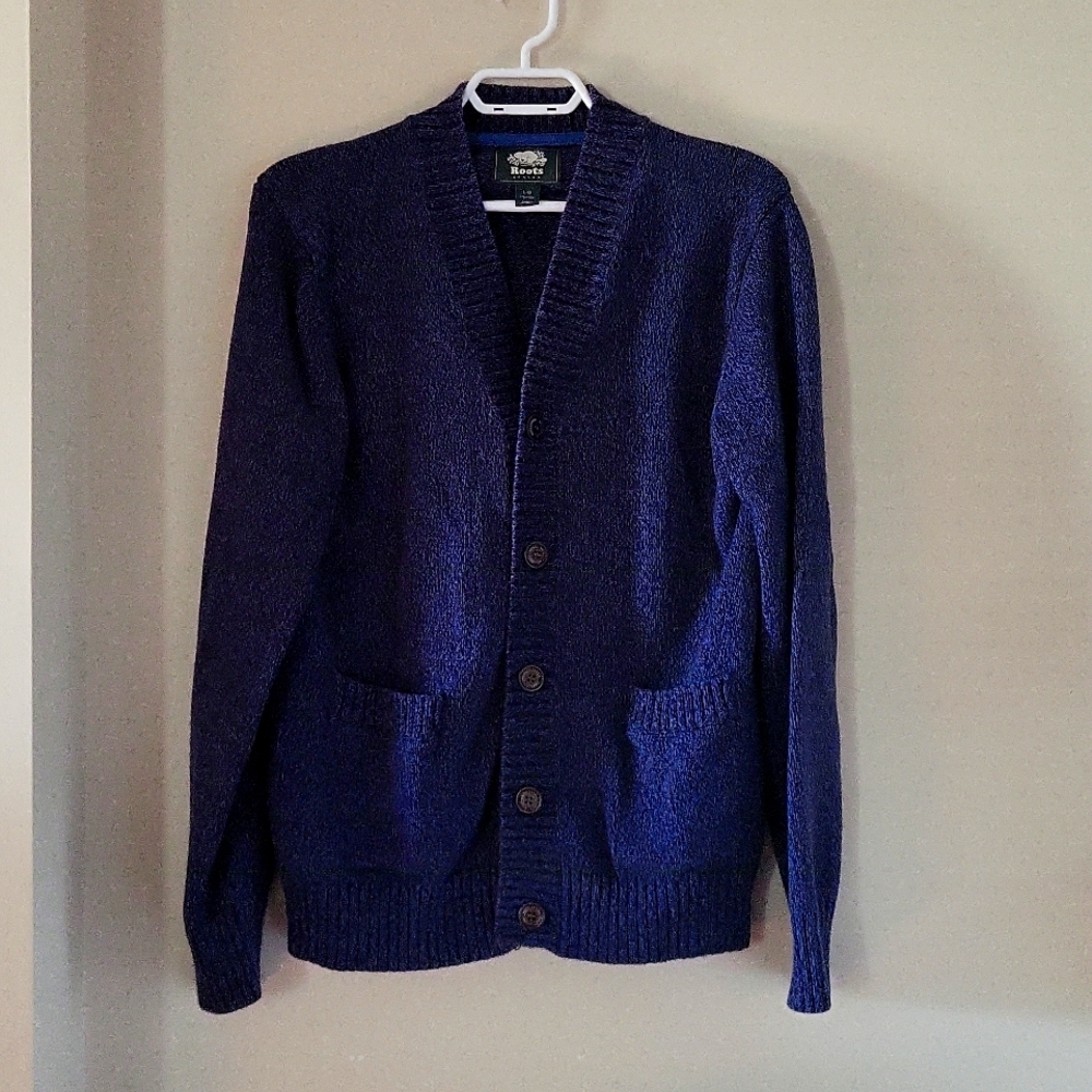 Roots Men's Large Cardigan Blue Mix Soft
